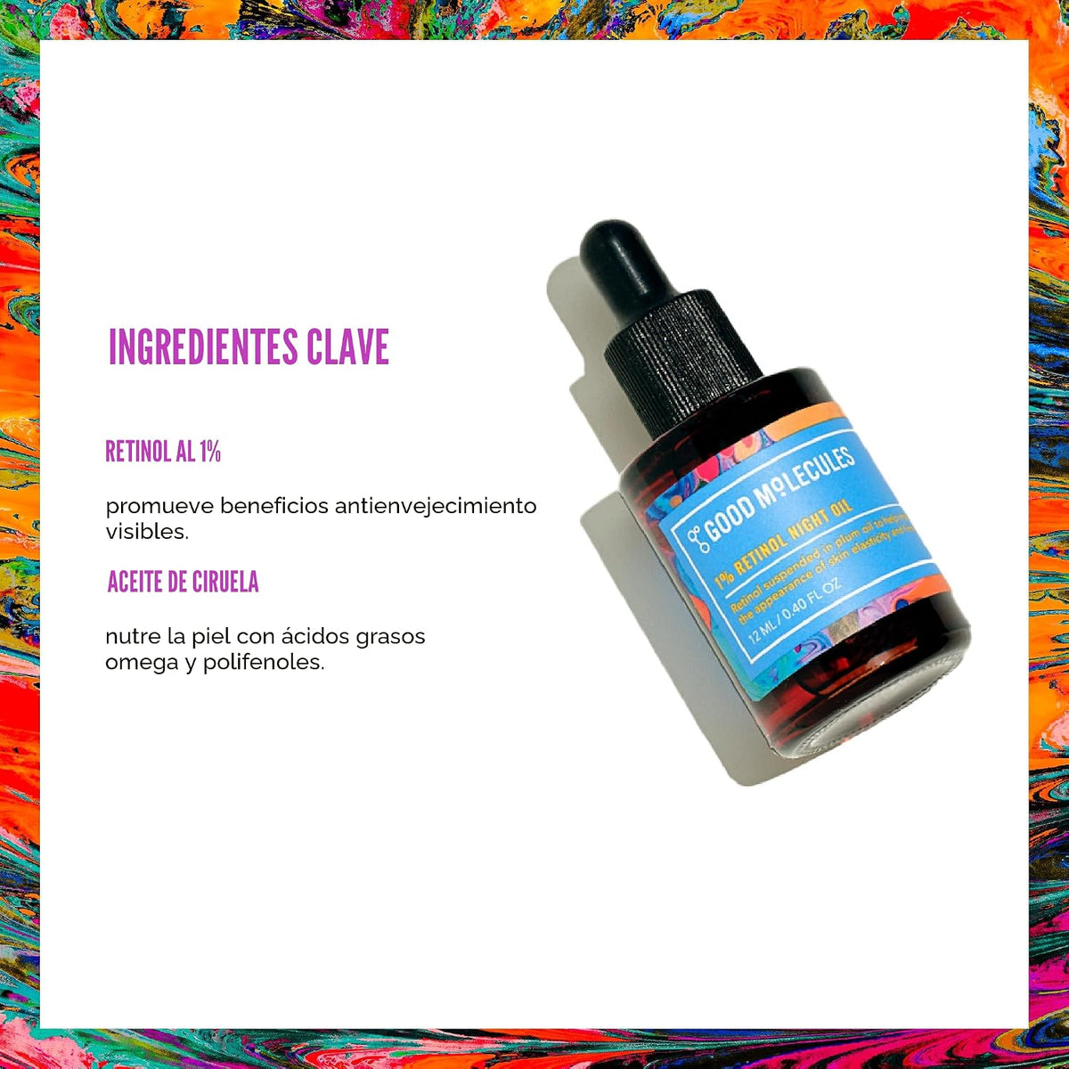 Good Molecules Aceite nocturno de retinol al 1%, fórmula de aceite...