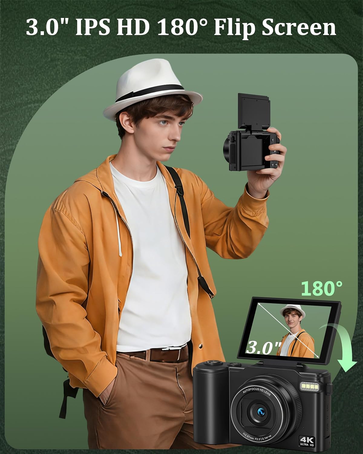 Cámara digital 4K para fotografía, cámara de vlogging de 64MP para...