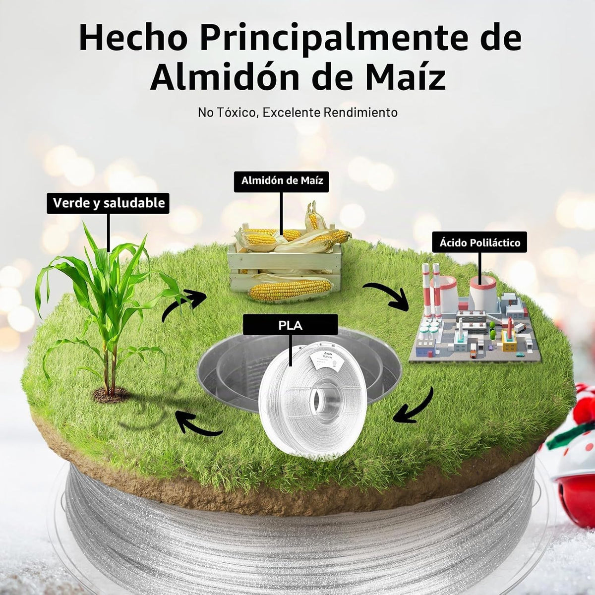 AMOLEN - Filamento brillante de purpurina PLA para impresora 3D de...