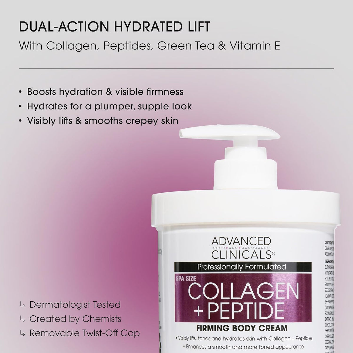 Advanced Clinicals Loción corporal y hidratante facial de péptidos...