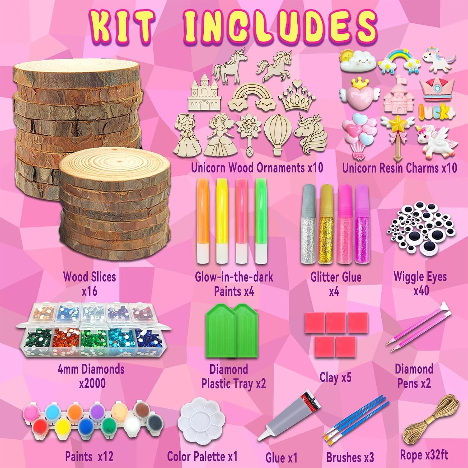 klmars Kit de pintura de madera con temática de unicornio, que bril...
