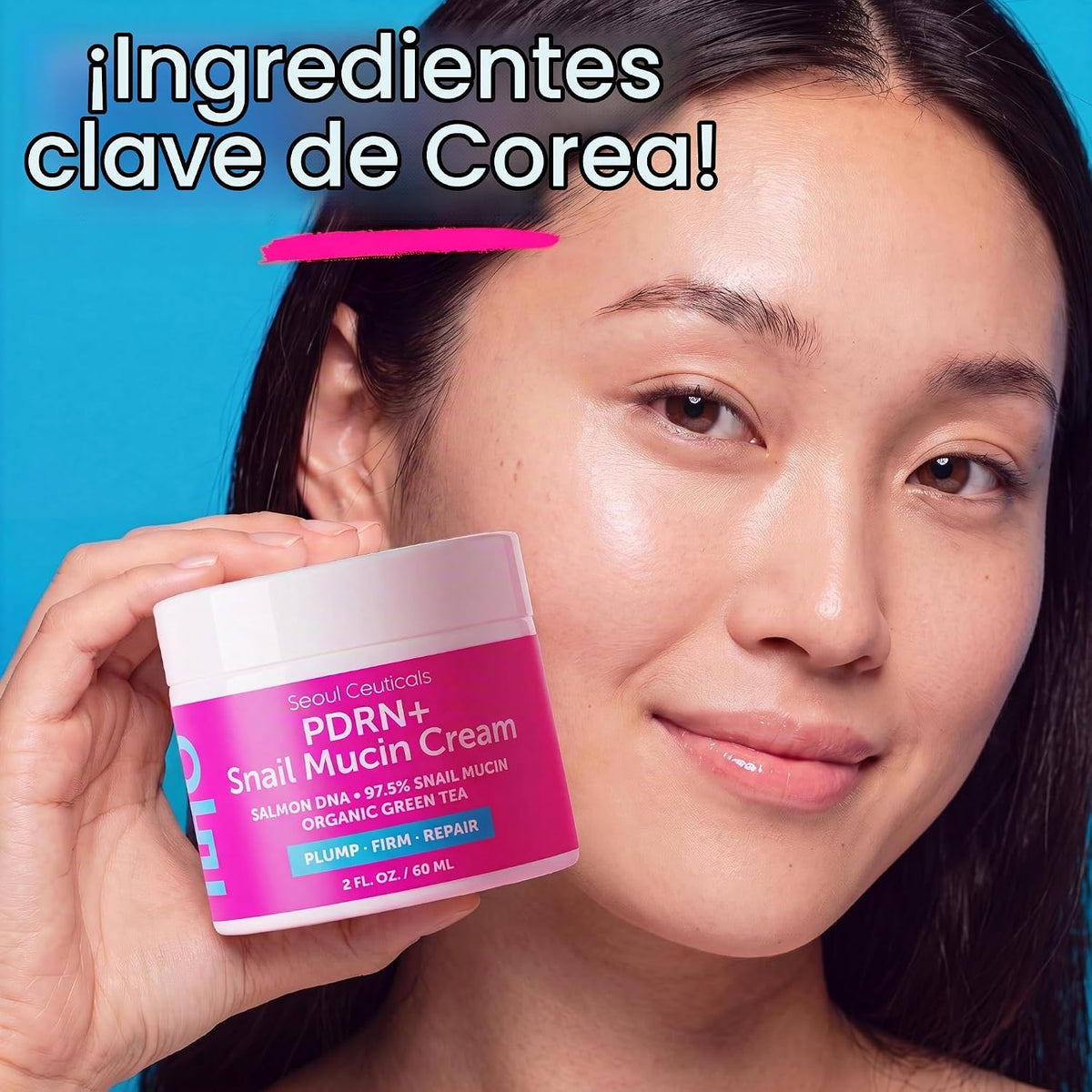 Crema hidratante facial con mucina de caracol y ADN de salmón PDRN...