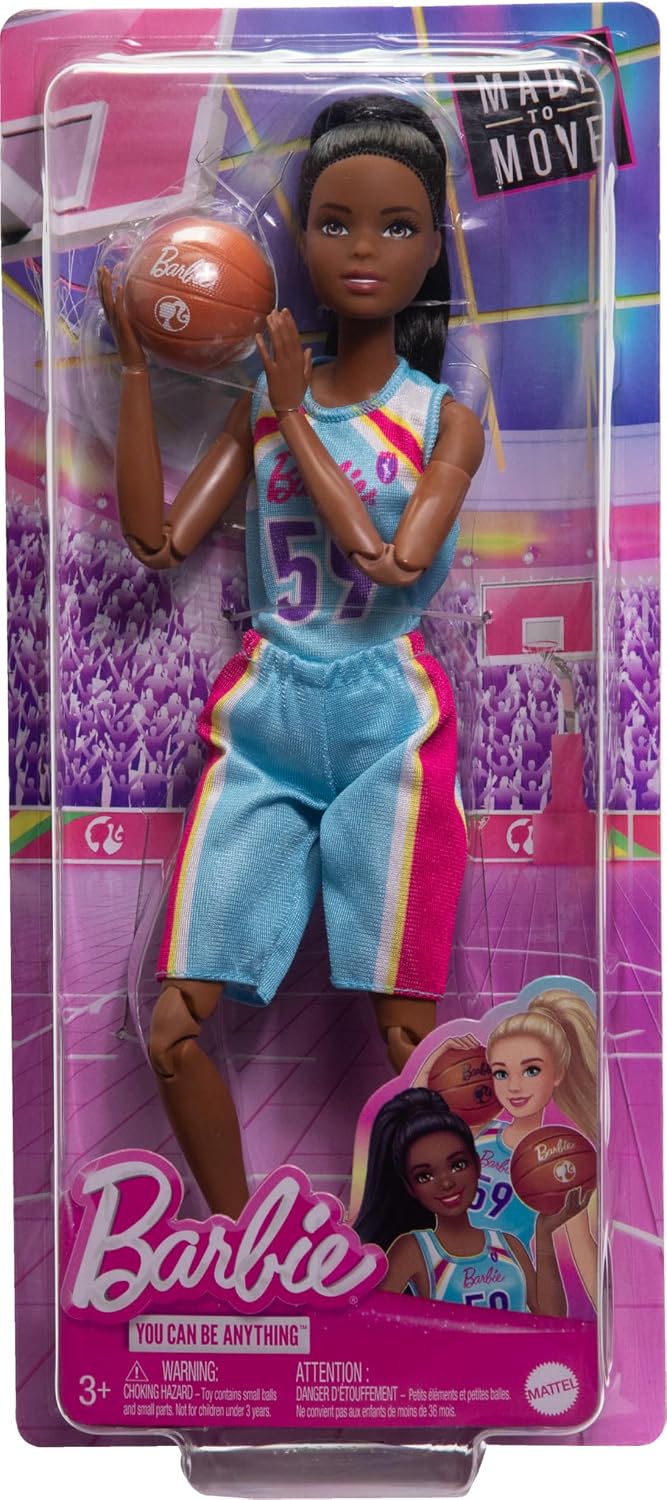 Muñeca Barbie Made to Move y accesorios, jugadora de baloncesto mor...
