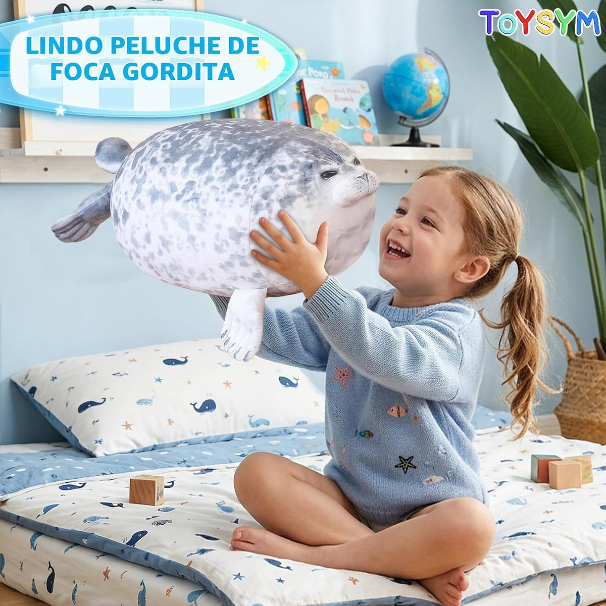 TOYSYM - Almohada de foca gordita de peluche linda con 4 peluches b...