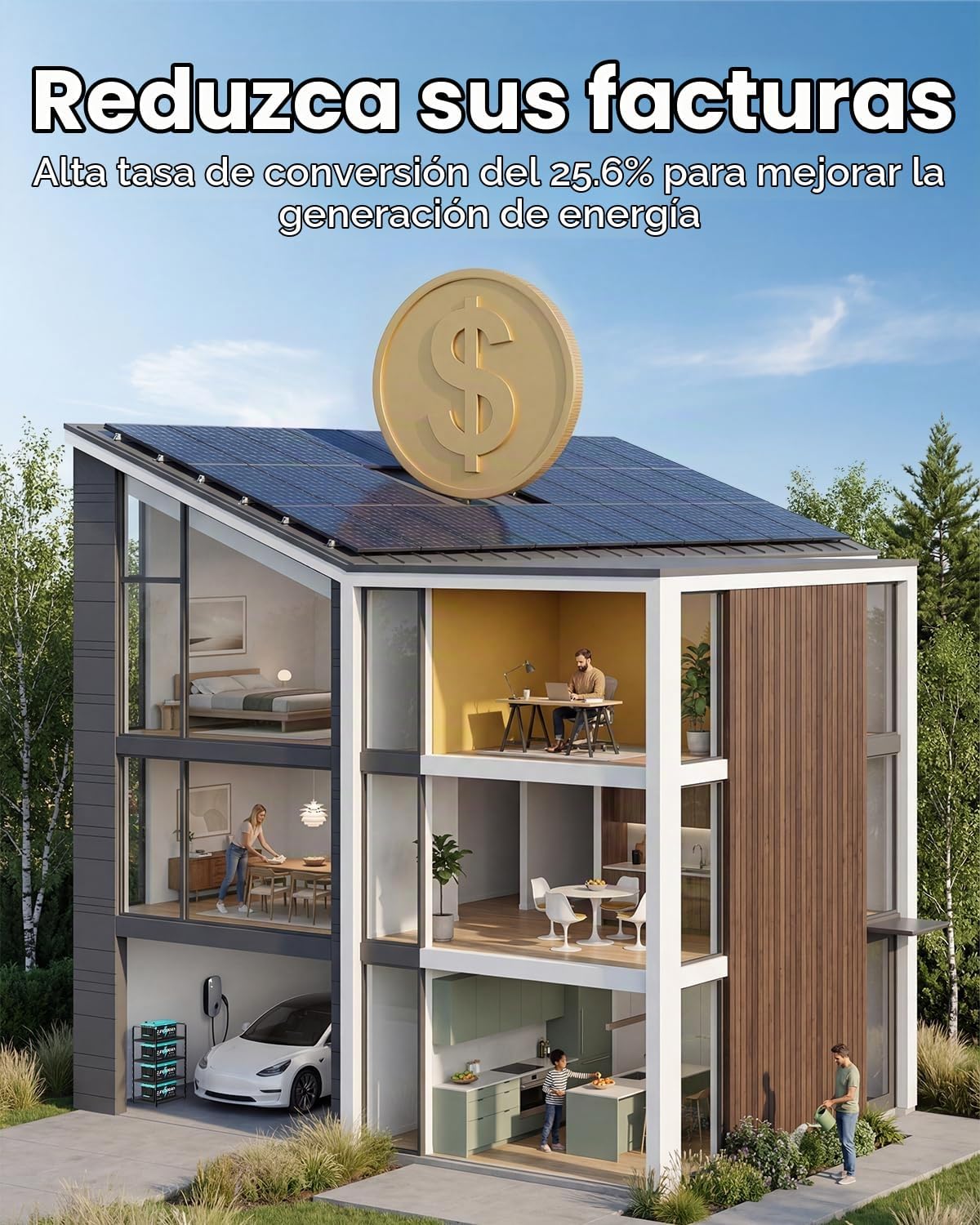 el panel solar de la certificación de 1200W TÜV, 6PC 200 vatios N-t...