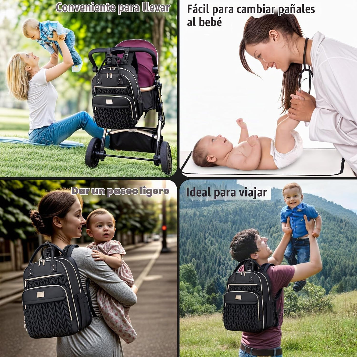 Mochila de pañales Tealari, elegante mochila para pañales de bebé,...