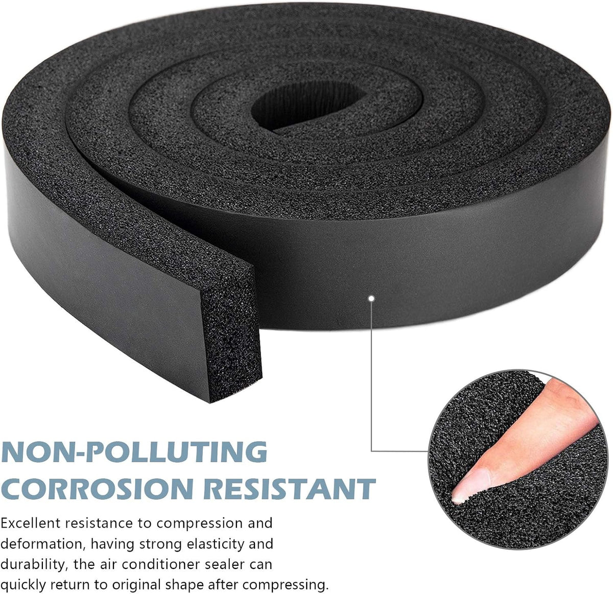 Tira aislante de espuma NBR + PVC de 13 pies, 2 rollos de 1 x 1 pul...
