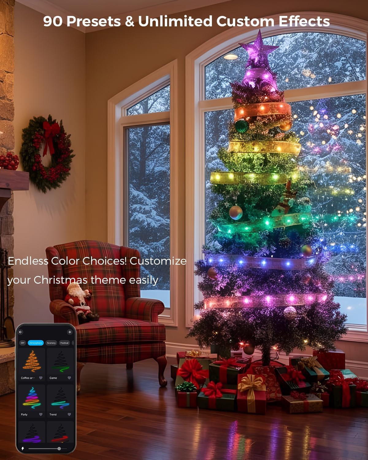 BraveDream 33 pies de luces de cinta inteligentes para Navidad, cin...