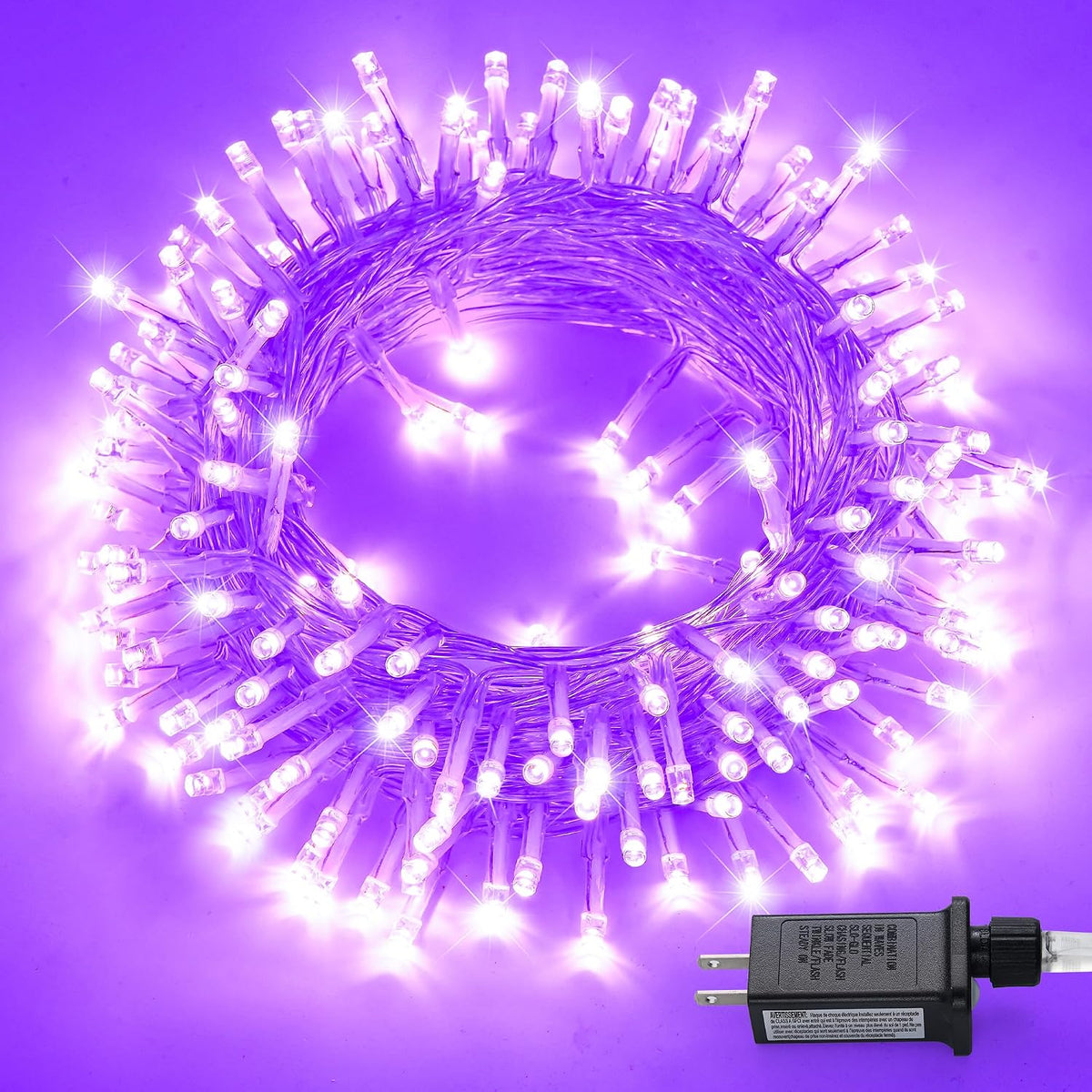 JMEXSUSS Luces moradas de Halloween de 99 pies, 300 luces LED morad...