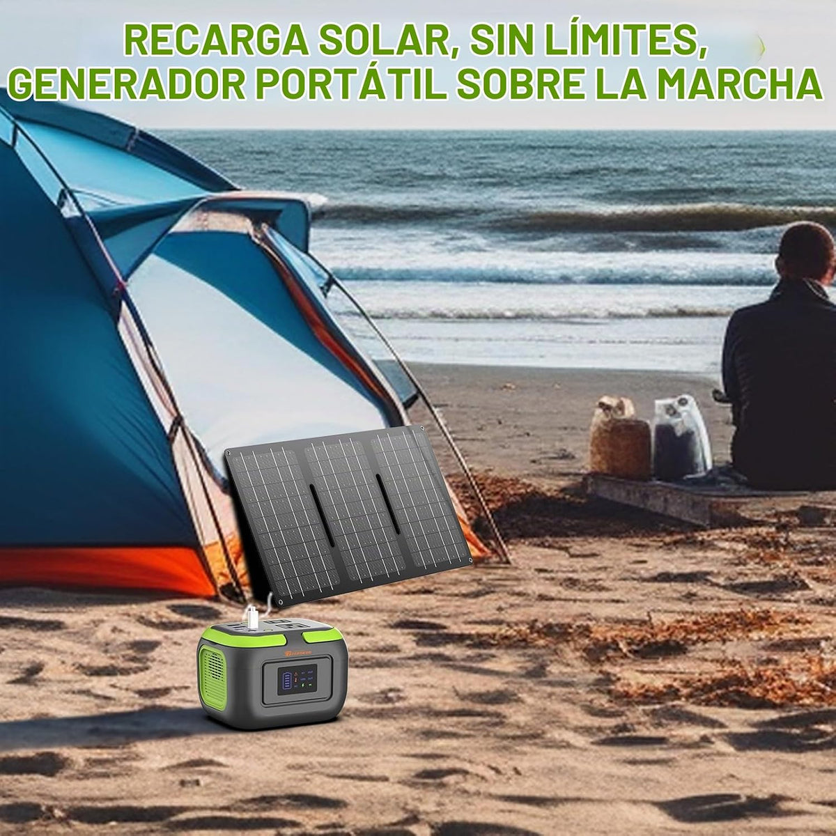 Generador de energía solar portátil con paneles, estación de energí...