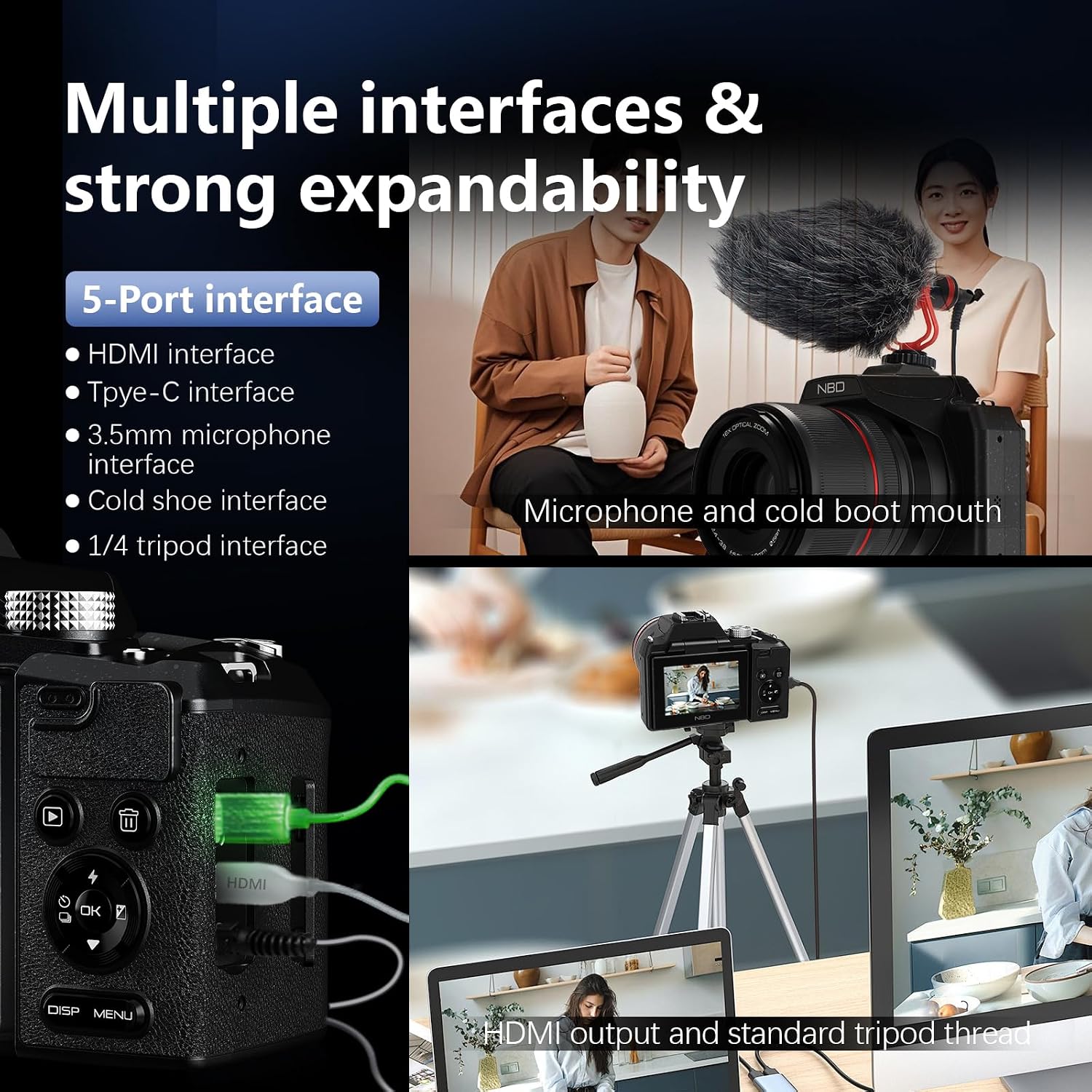 Cámara digital de 8K y 64MP para fotografía, zoom de 48X (óptico 16...