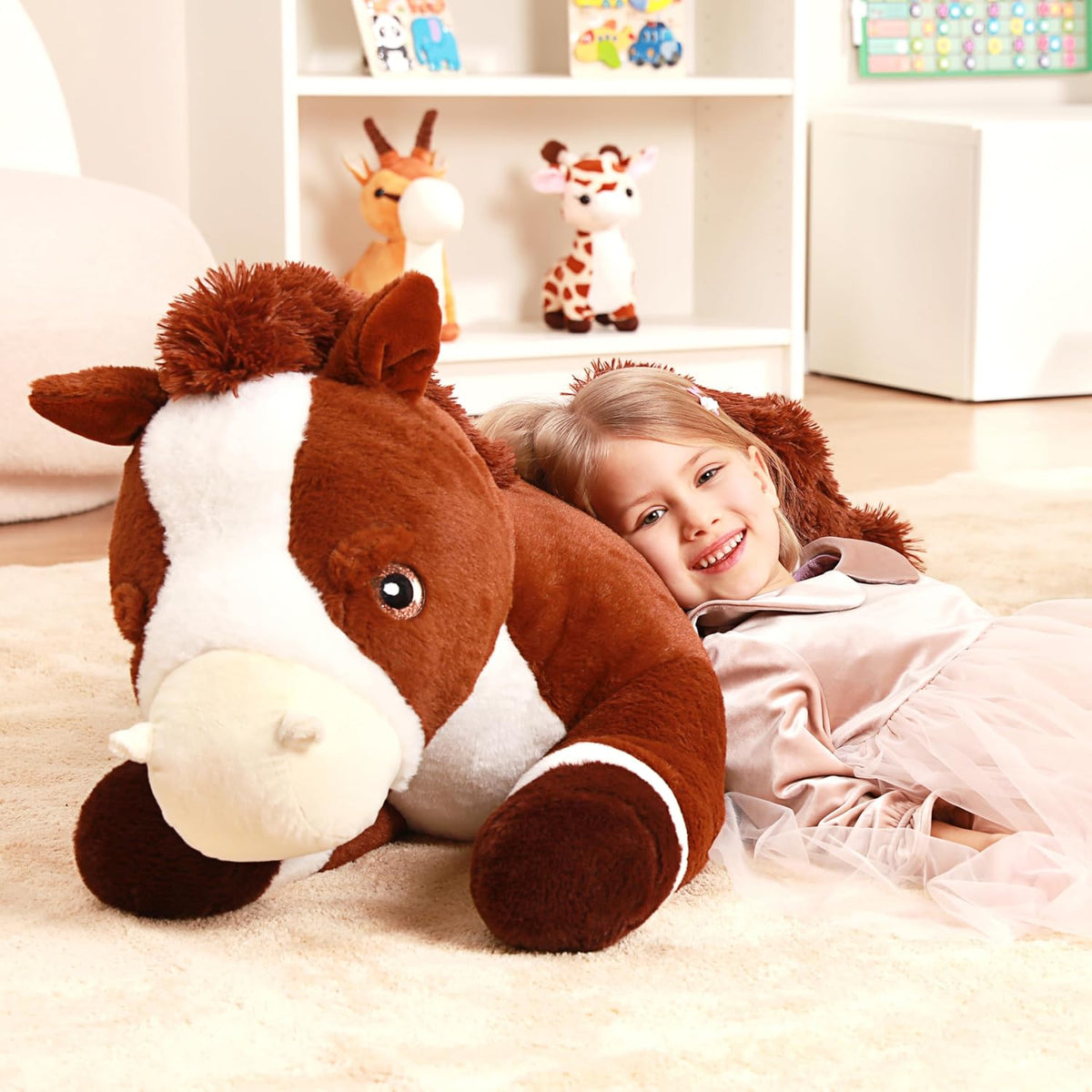 IKASA Peluche de caballo gigante de 33.5 pulgadas, súper suave, sin...