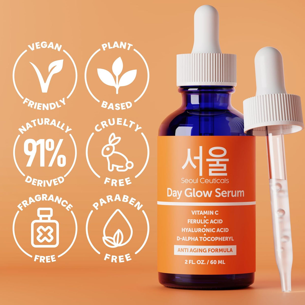 SeoulCeuticals Suero coreano con 20% de vitamina C para rostro + CE...