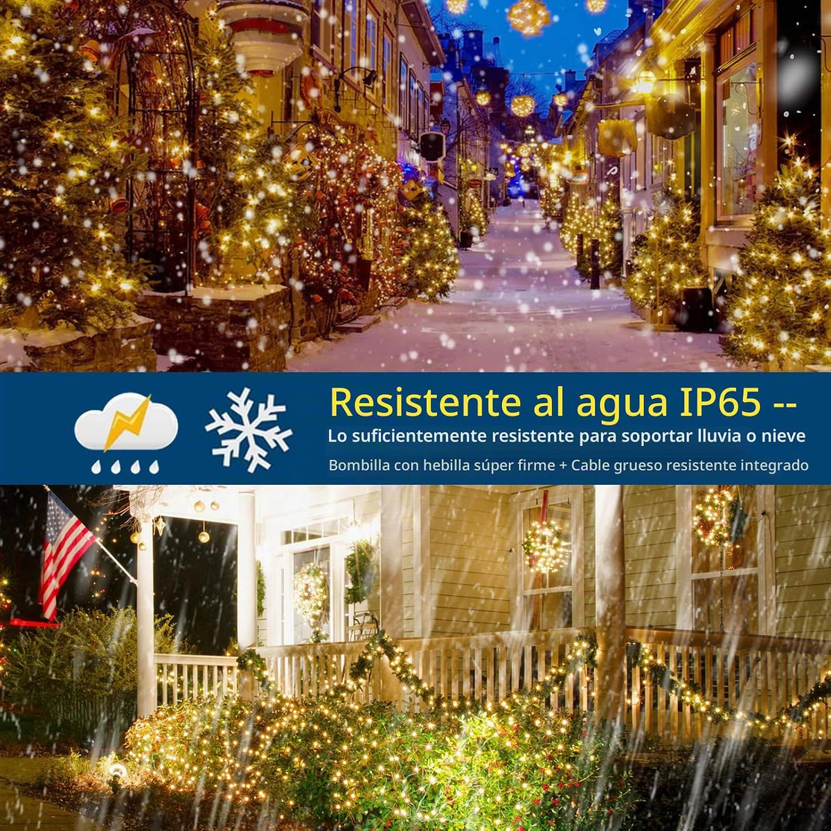 MZD8391 1000 luces LED de Navidad de 328 pies para interiores y ext...