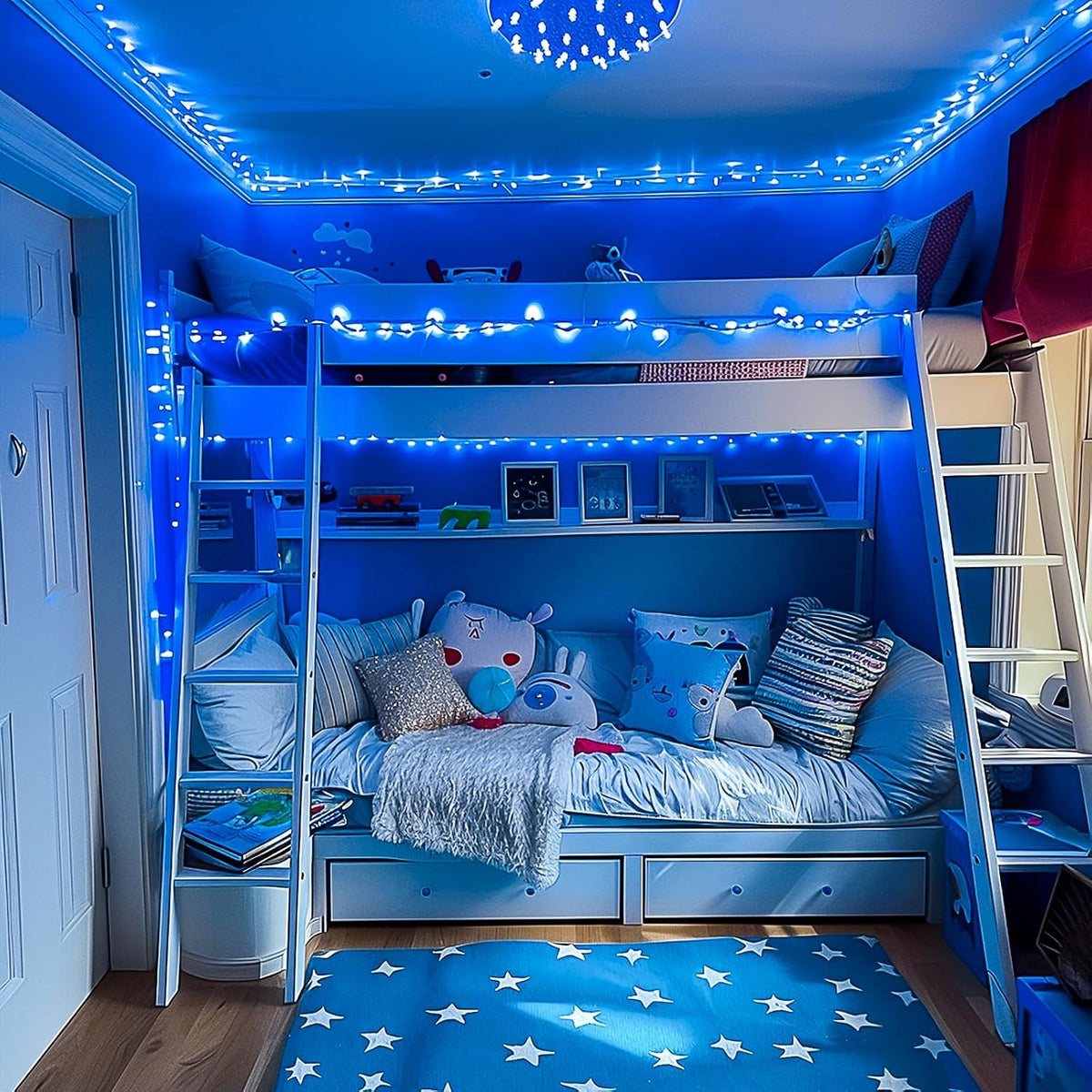 JMEXSUSS Luces de Cadena Azules de Navidad para Interiores y Exteri...