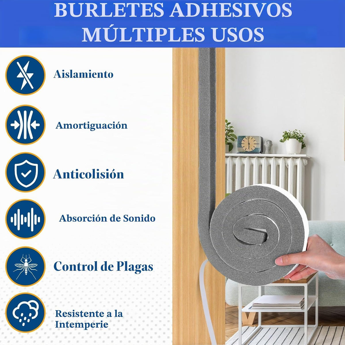 Pangda - Sellador de puerta de 26 pies, cinta de espuma de 1 x 1 pu...