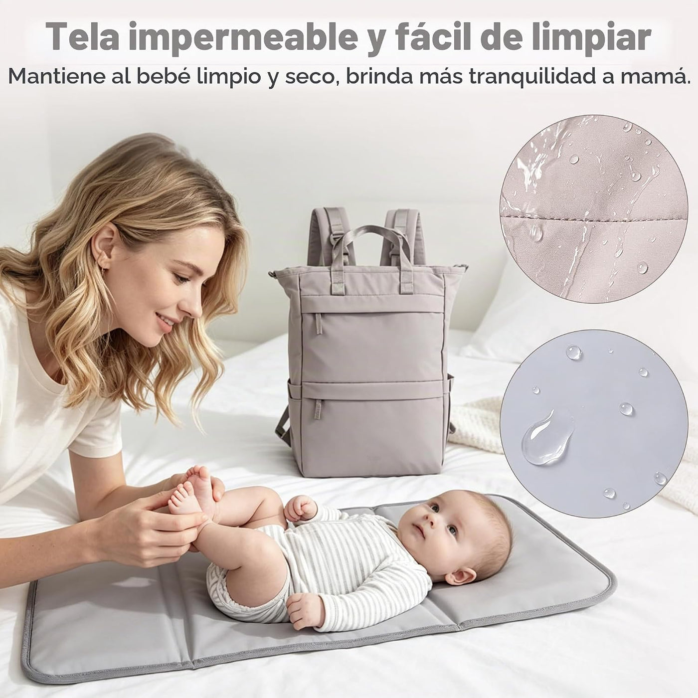 Allovely Mochila para pañales con cremallera trasera de acceso rápi...