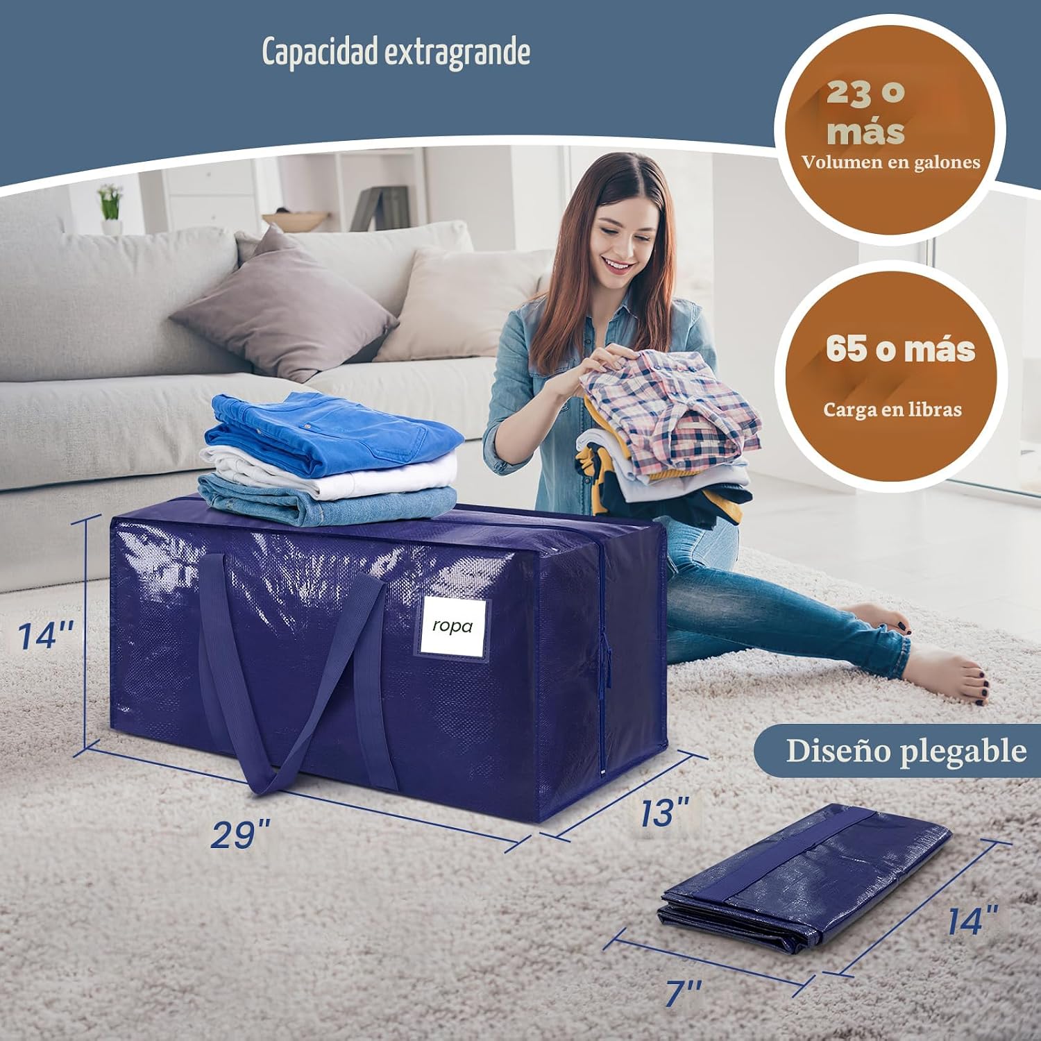 Paquete de 6 bolsas de mudanza grandes extra resistentes con cremal...