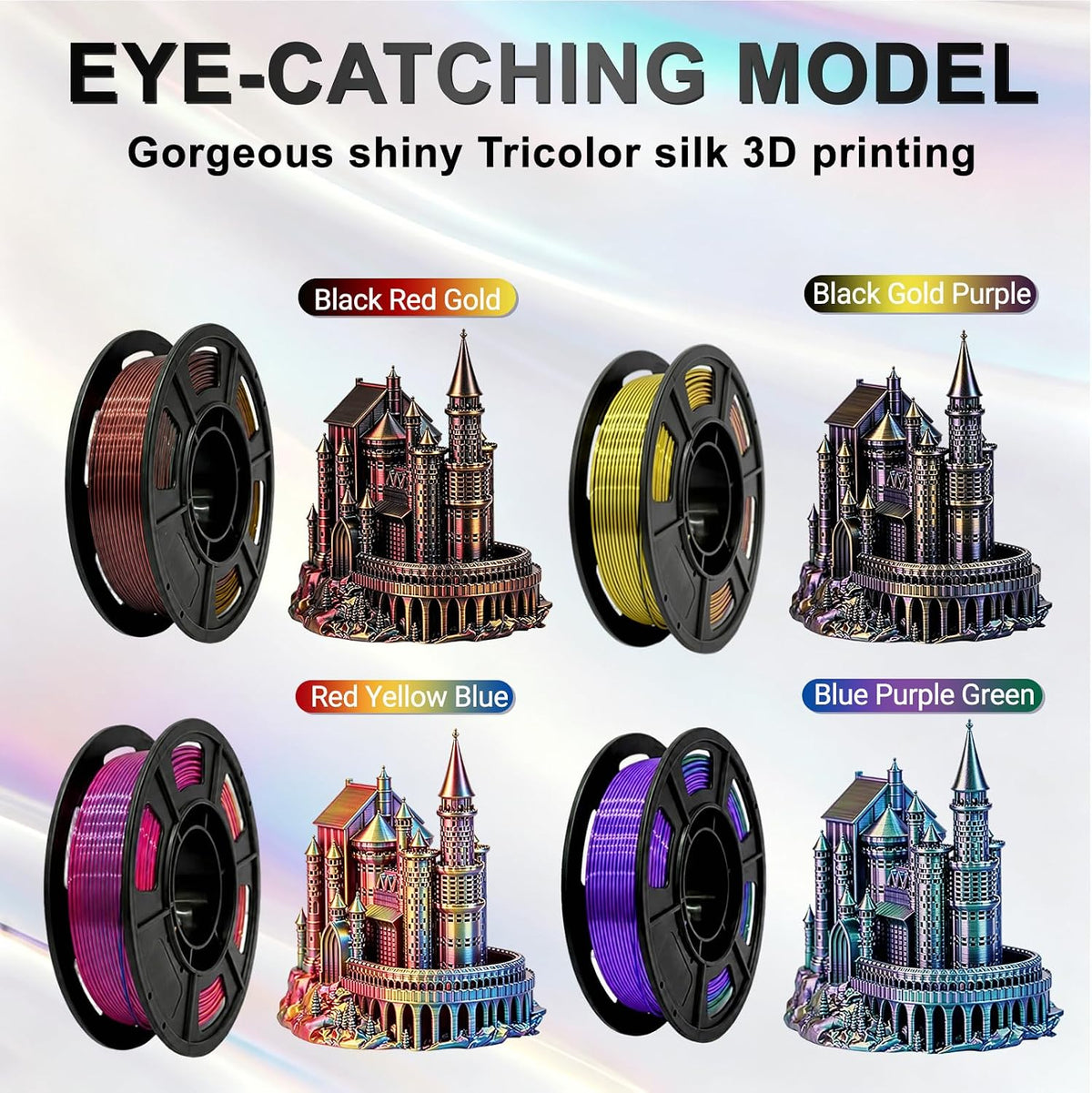 Frucindra Tricolor Silk - Paquete de filamentos para impresora 3D P...