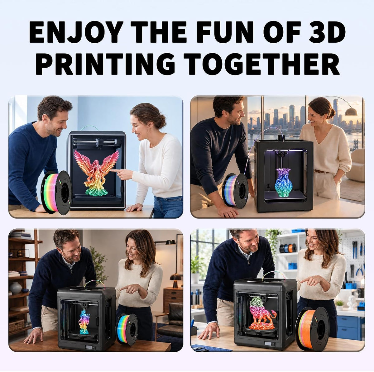 Frucindra Filamento de impresora 3D PLA + presecado Rainbow Silk de...