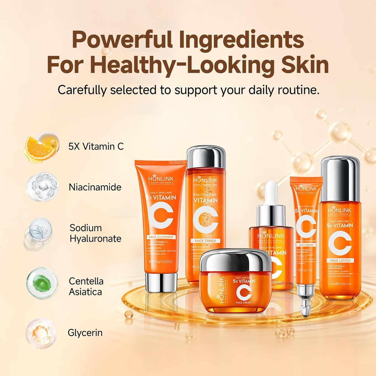 Paquete de regalo de cuidado de la piel con vitamina C + bolsa de c...