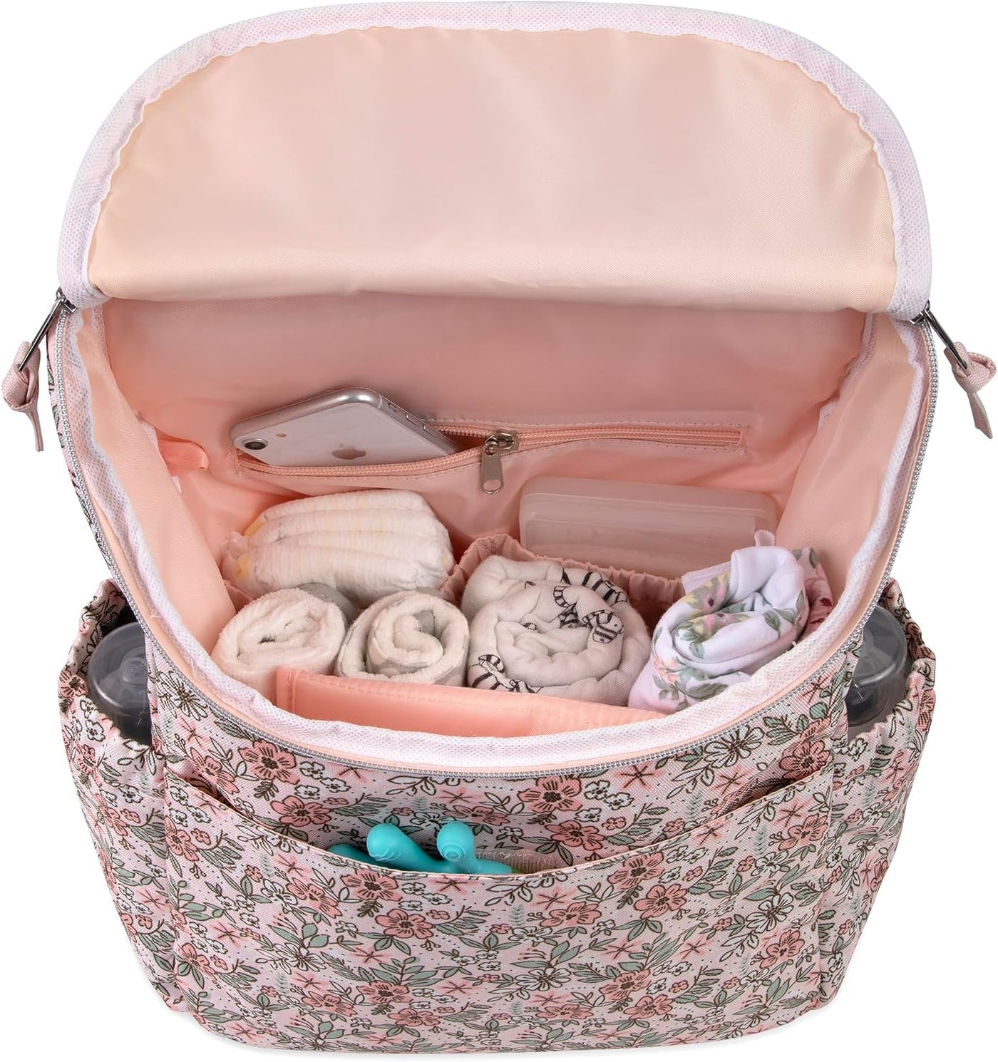 Mochila multifuncional para pañales florales y bolsa de viaje para...