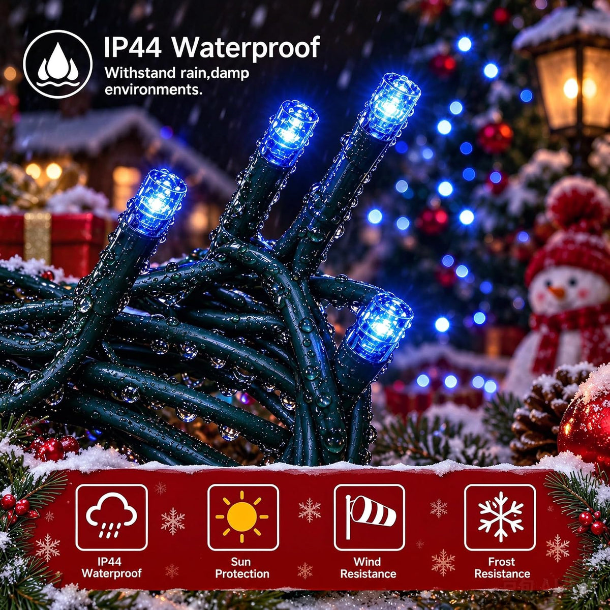 TW SHINE Luces de Navidad, 200 luces LED de 66 pies para exteriores...