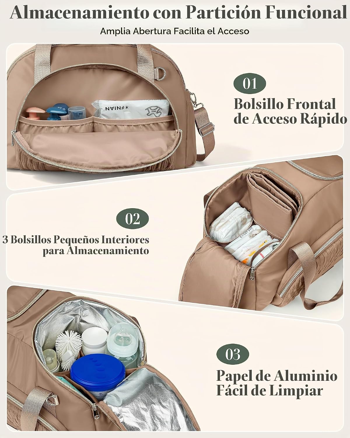 Marscamd Bolsa de pañales con cambiador, bolsas cruzadas grandes pa...