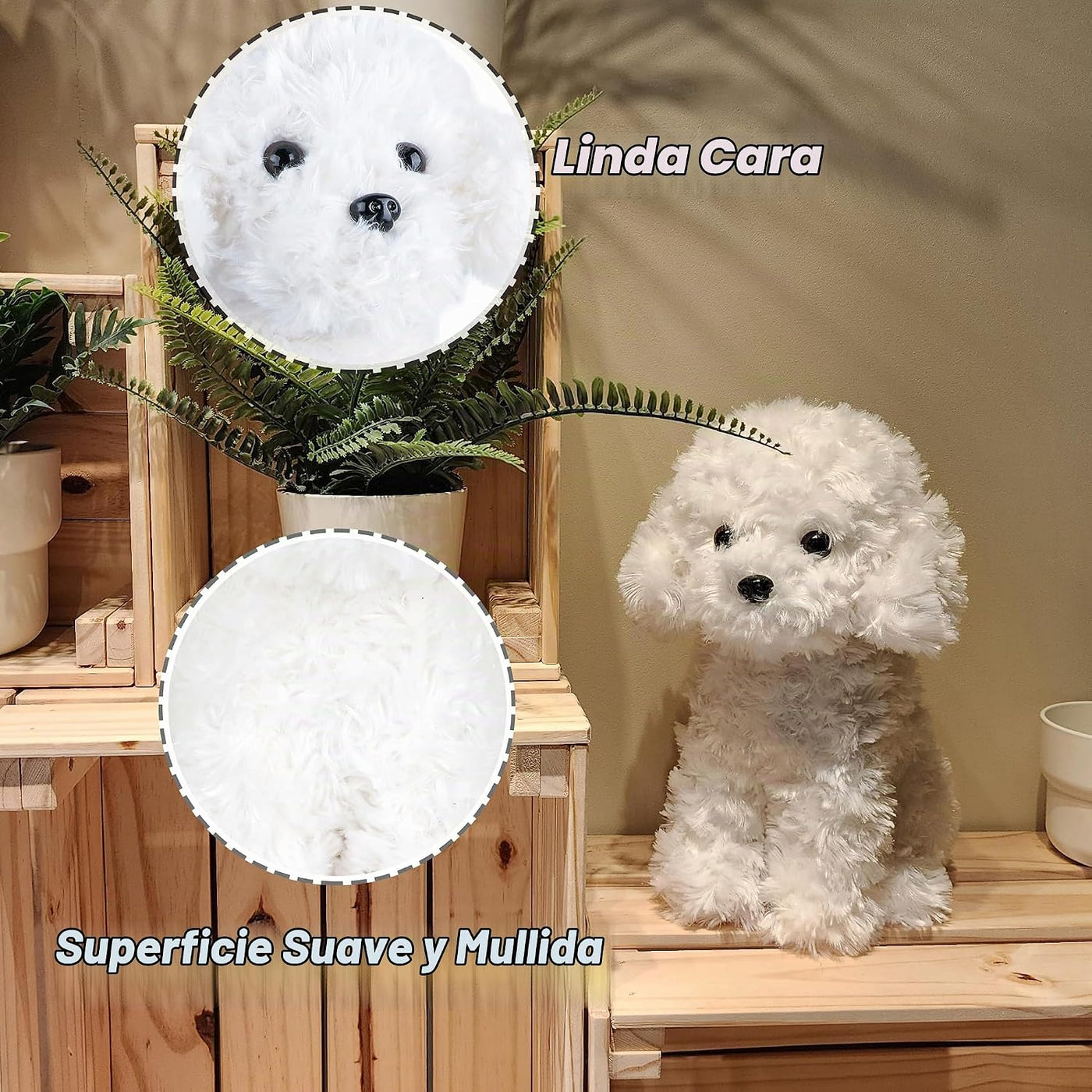 WEIGEDU Cachorro de perro de peluche caniche blanco | Bichon Frise...