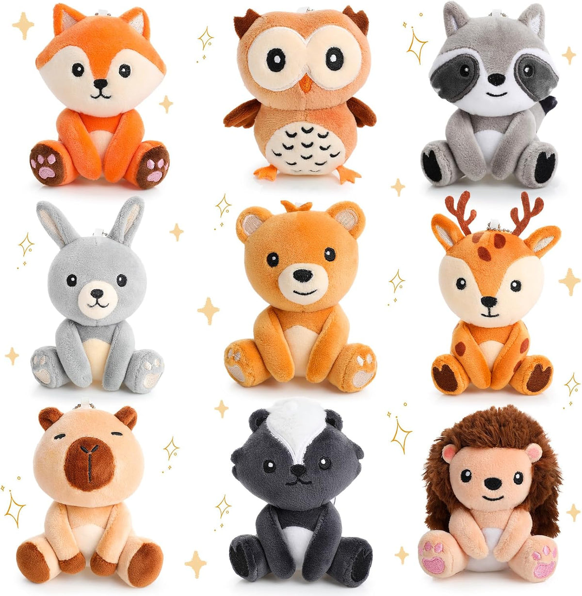 Aoriher - Juego de 9 animales de peluche de bosque a granel de 4 pu...