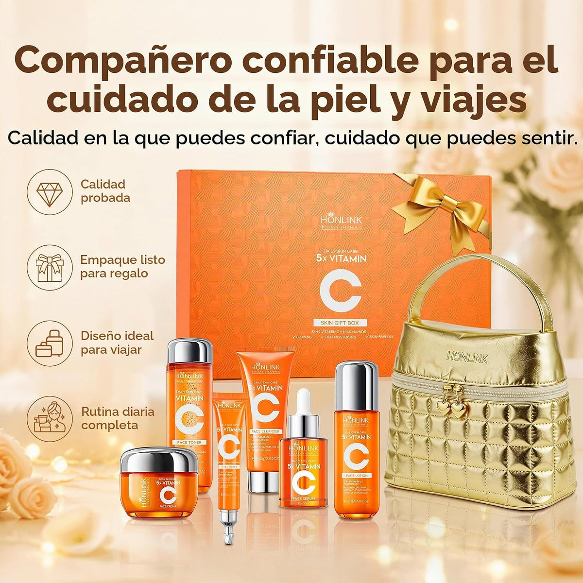 Paquete de regalo de cuidado de la piel con vitamina C + bolsa de c...