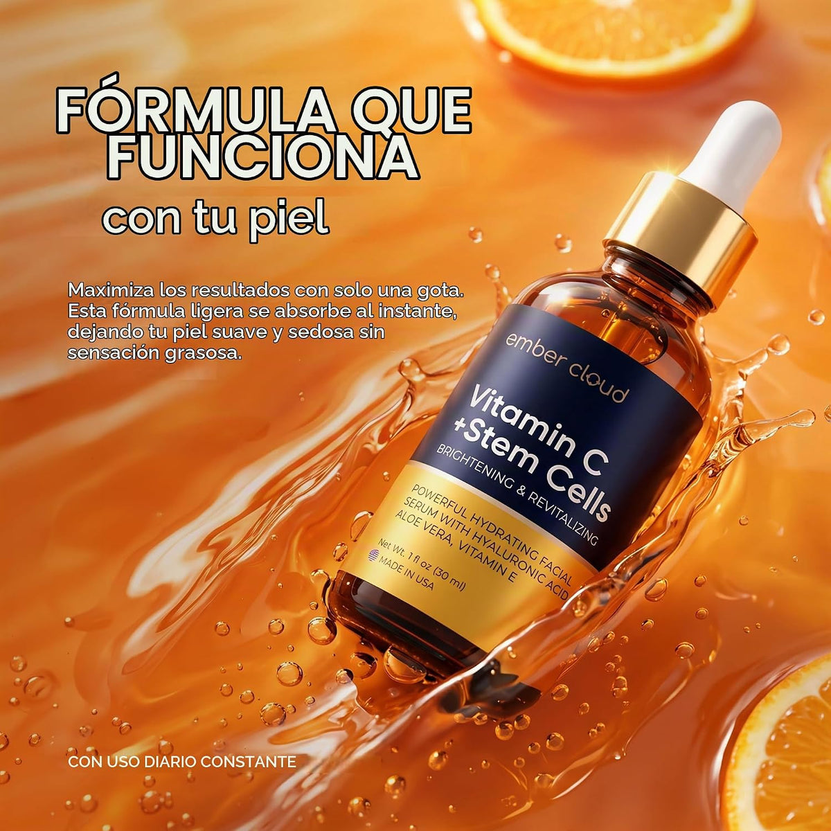 Ember Cloud Suero de vitamina C para rostro con células madre y áci...