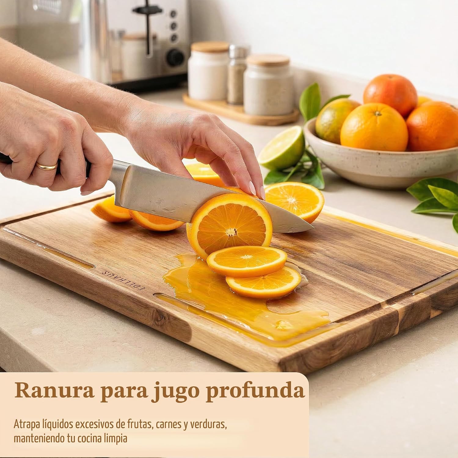 EDELHAUS Tablas de cortar de madera de acacia para cocina, juego de...