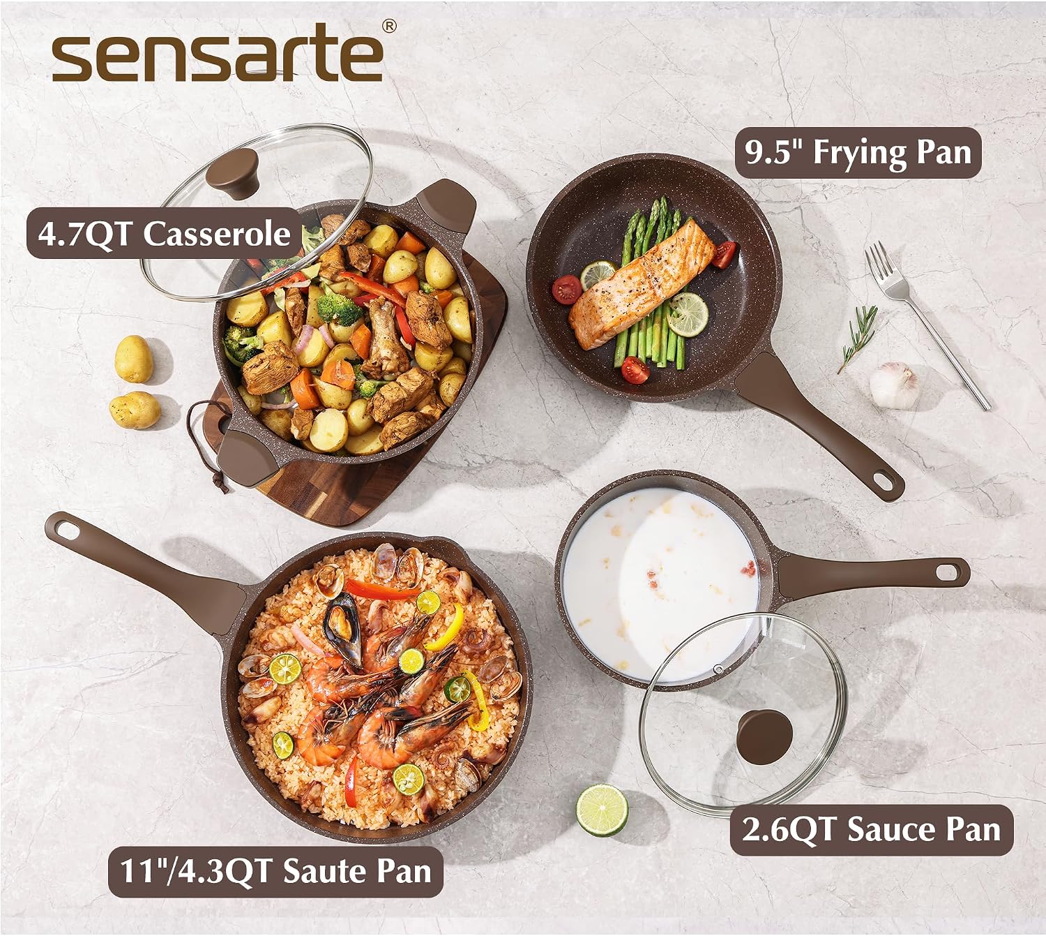 SENSARTE Juego de utensilios de cocina antiadherentes de 16 piezas,...