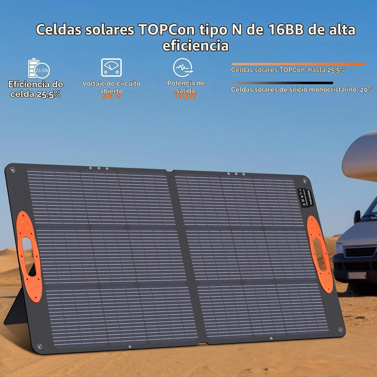 SOKIOVOLA - Panel solar portátil tipo N 16BB 110W para EF\/Jackery\...
