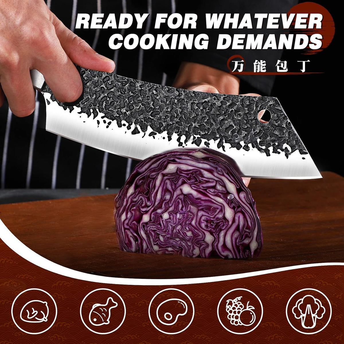 Huusk Cuchillos de carnicero para carne, juego de cuchillos de coci...
