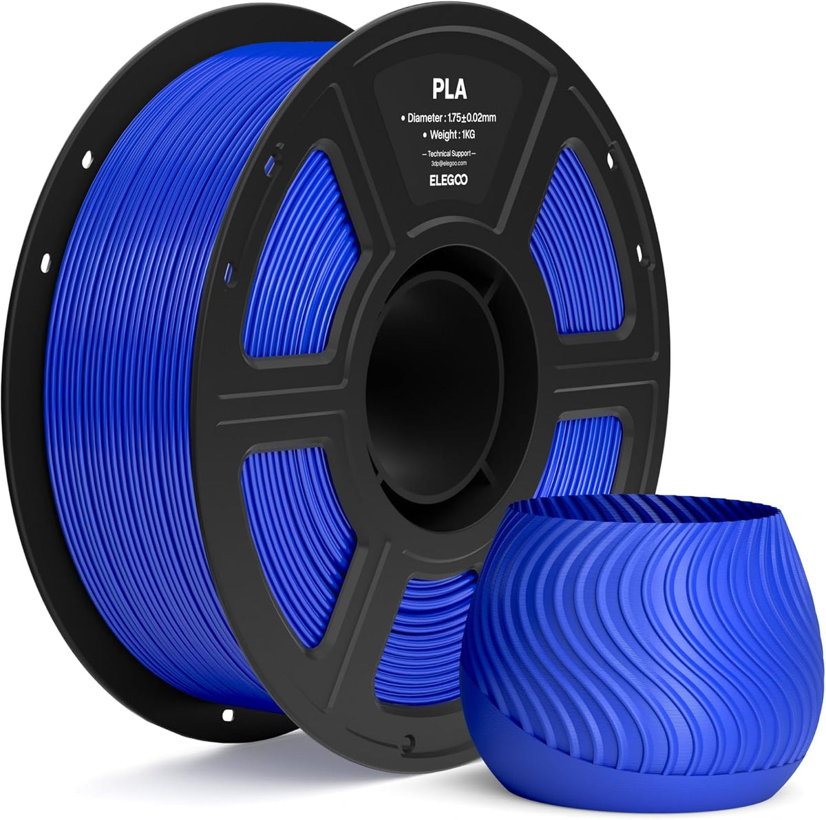 ELEGOO Filamento PLA para impresora 3D de 0.07 in, azul oscuro, 2.2...