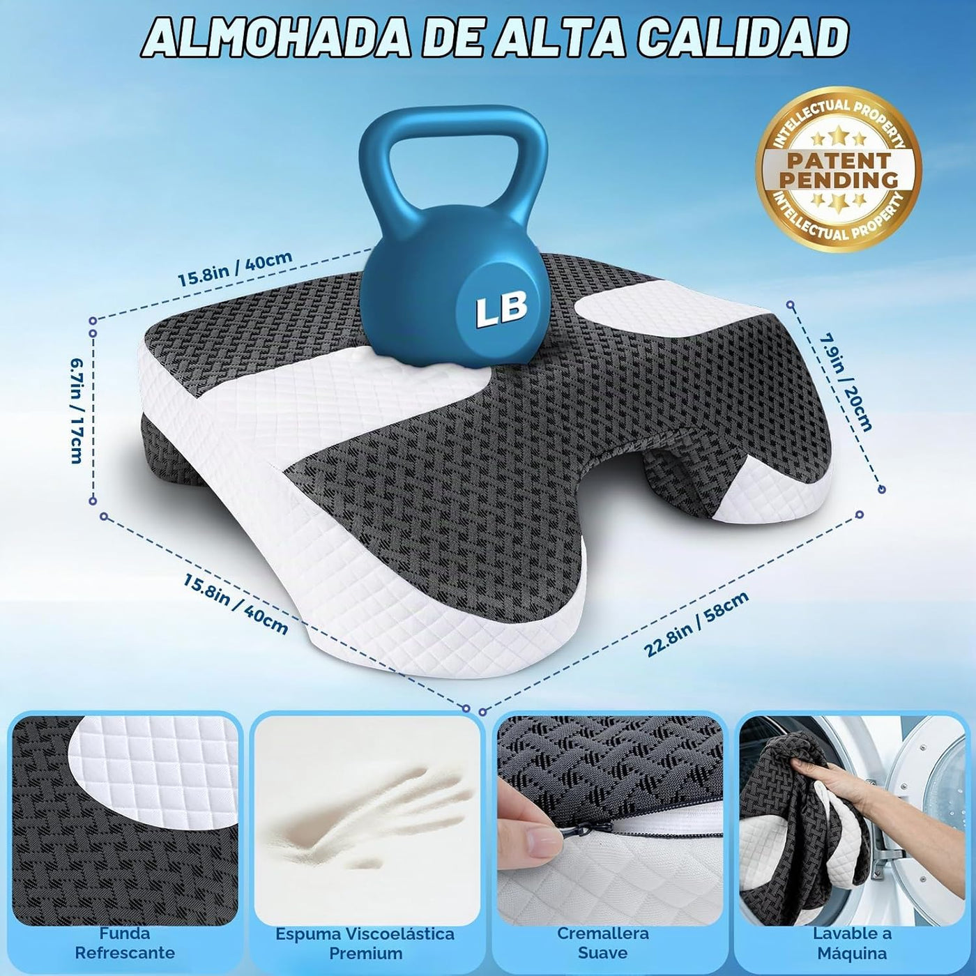 SAHEYER Almohada para dormir de lado con orificios para los brazos,...