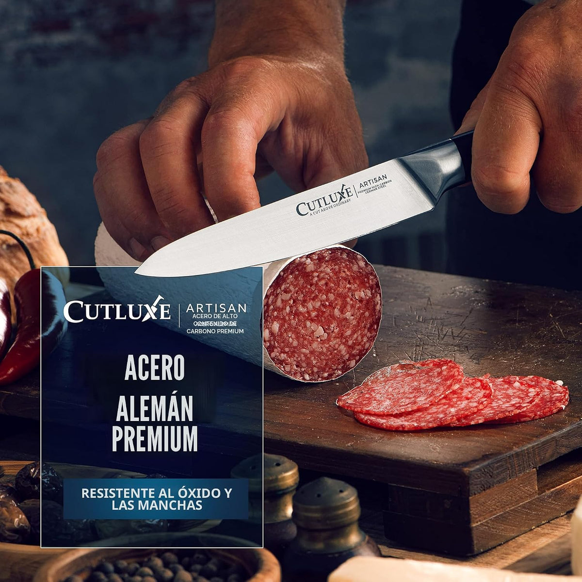 Cutluxe Juego de cuchillos de chef, juego de 3 cuchillos de chef pr...
