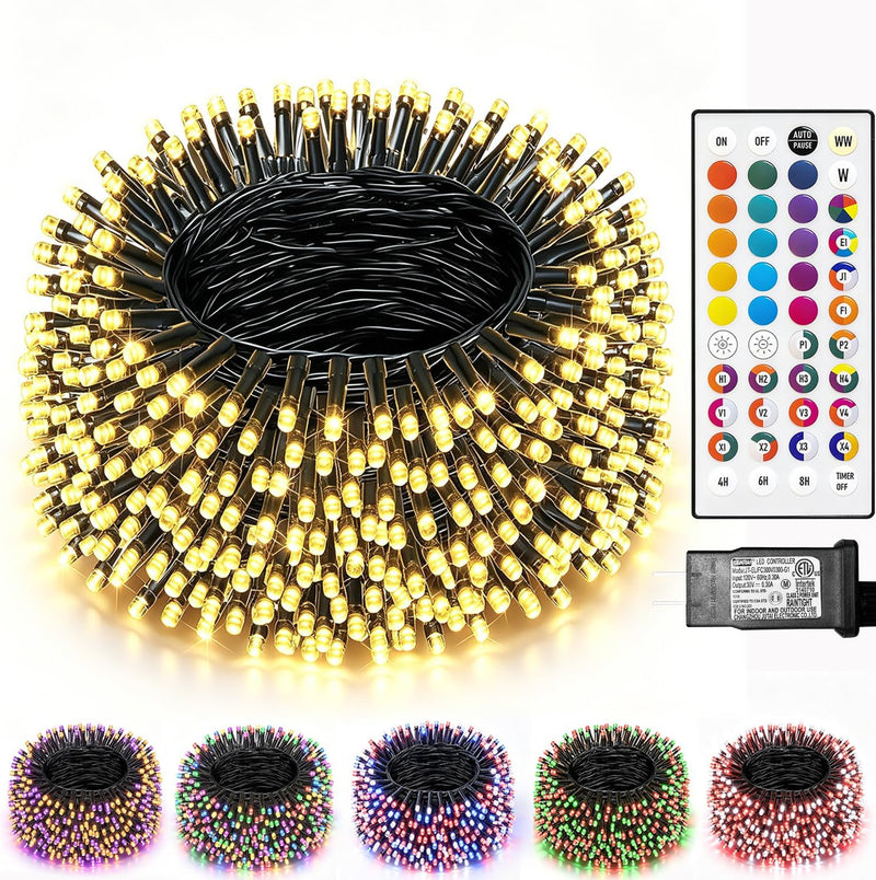 Luces navideñas que cambian de color, 35 colores, 33 pies, 100 luce...