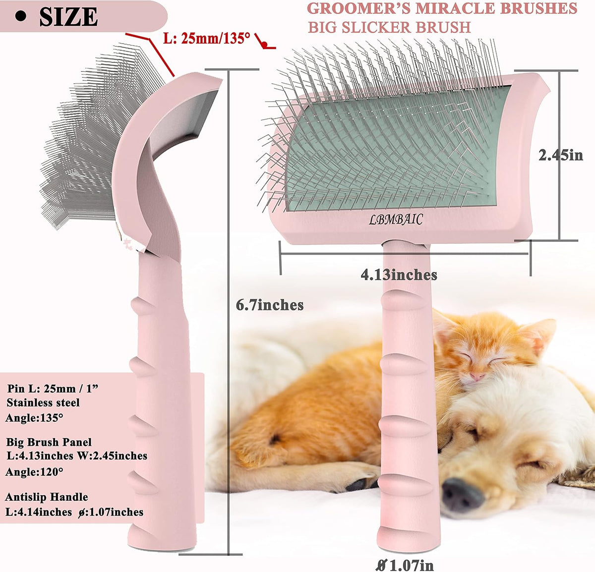 LBMBAIC Cepillo Slicker Súper Denso y Suave para Perros de Pelo Gru...