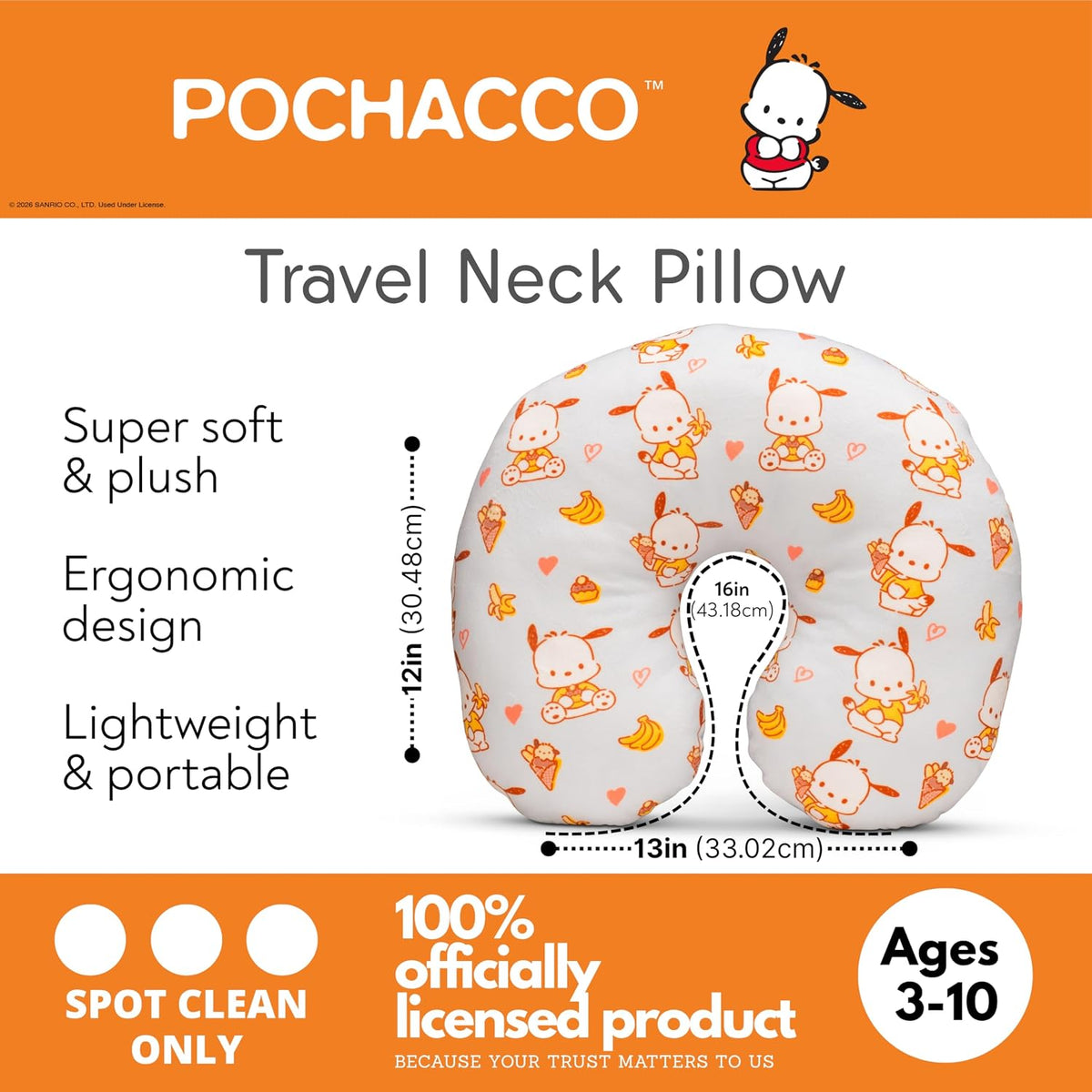 Pochacco - Almohada para el cuello, accesorios de viaje súper suave...