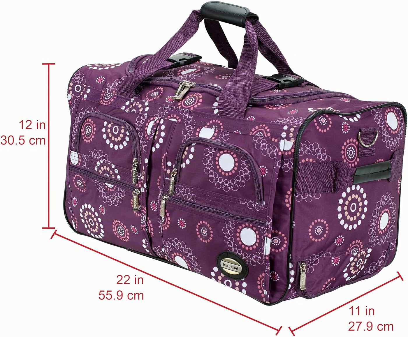 Rockland Bolsa de lona con ruedas, negra, 22"