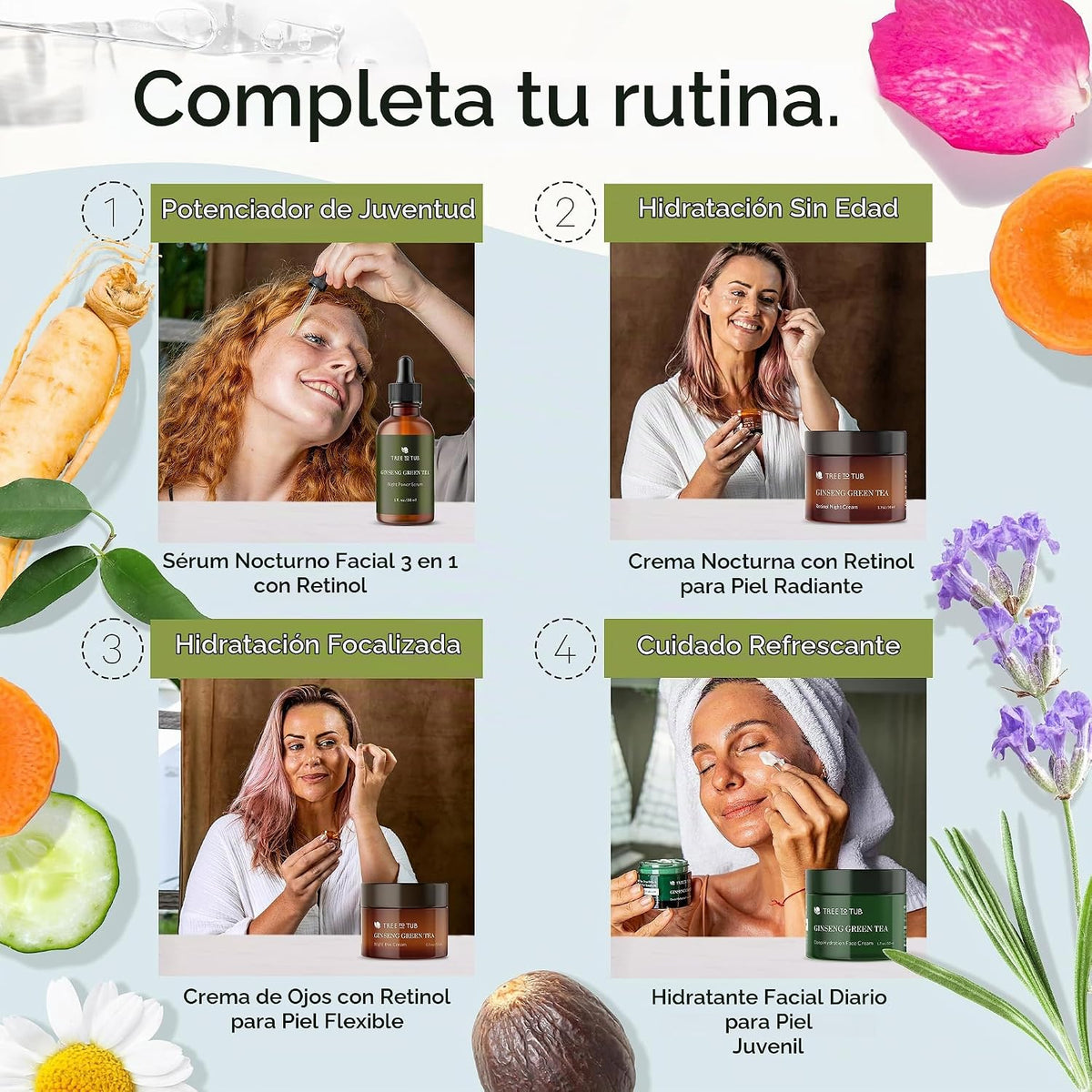 Tree To Tub Retinol antienvejecimiento, vitamina C, suero de ácido...