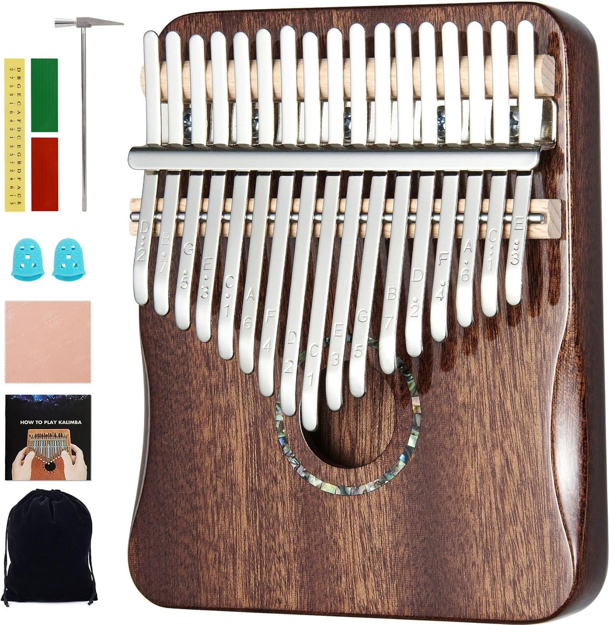 Kalimba - Piano de pulgar de 17 teclas (marrón kalimba)