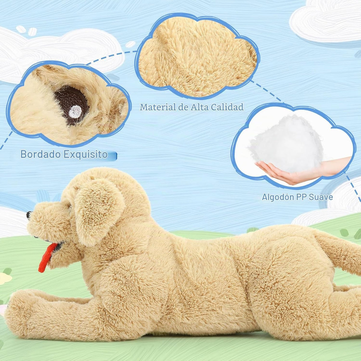 Lanmore 53 cm de animal de peluche de perro cachorro grande de pelu...