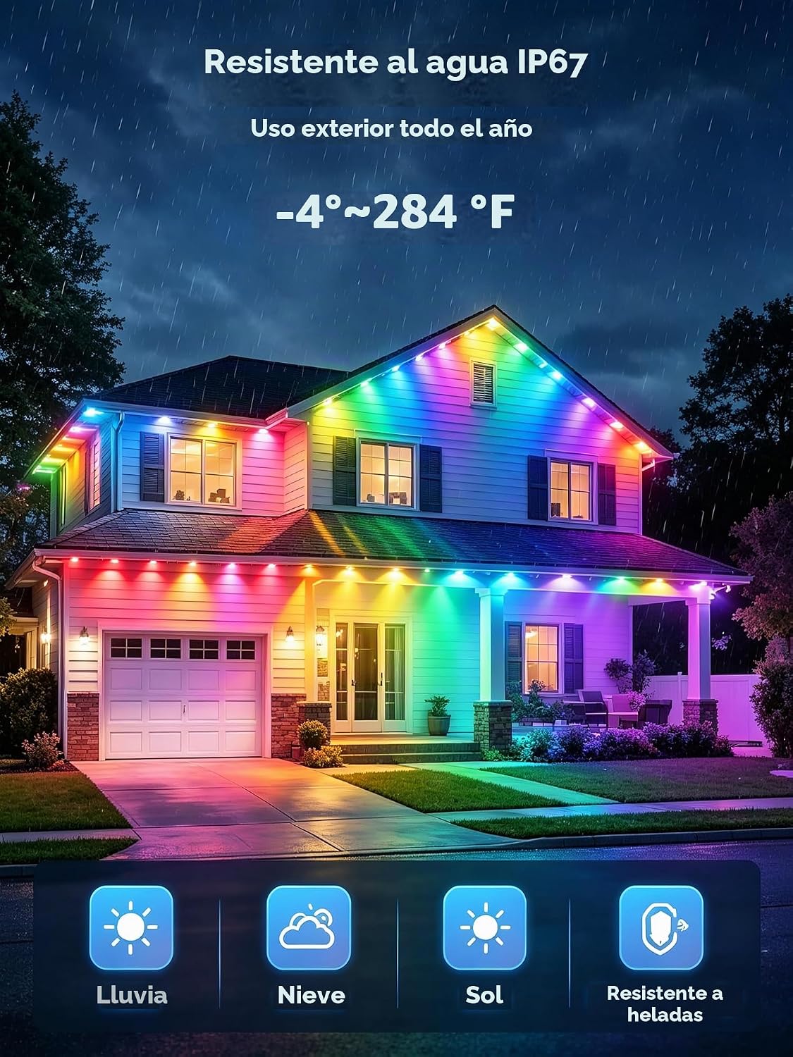 AurNyvaMay RGB luces exteriores permanentes para casa (24 V, 54 pie...