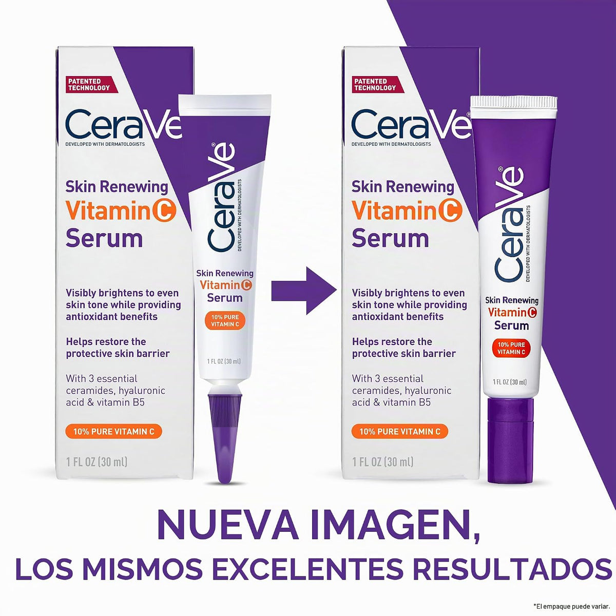 CeraVe Suero iluminador de vitamina C para rostro con ácido hialuró...