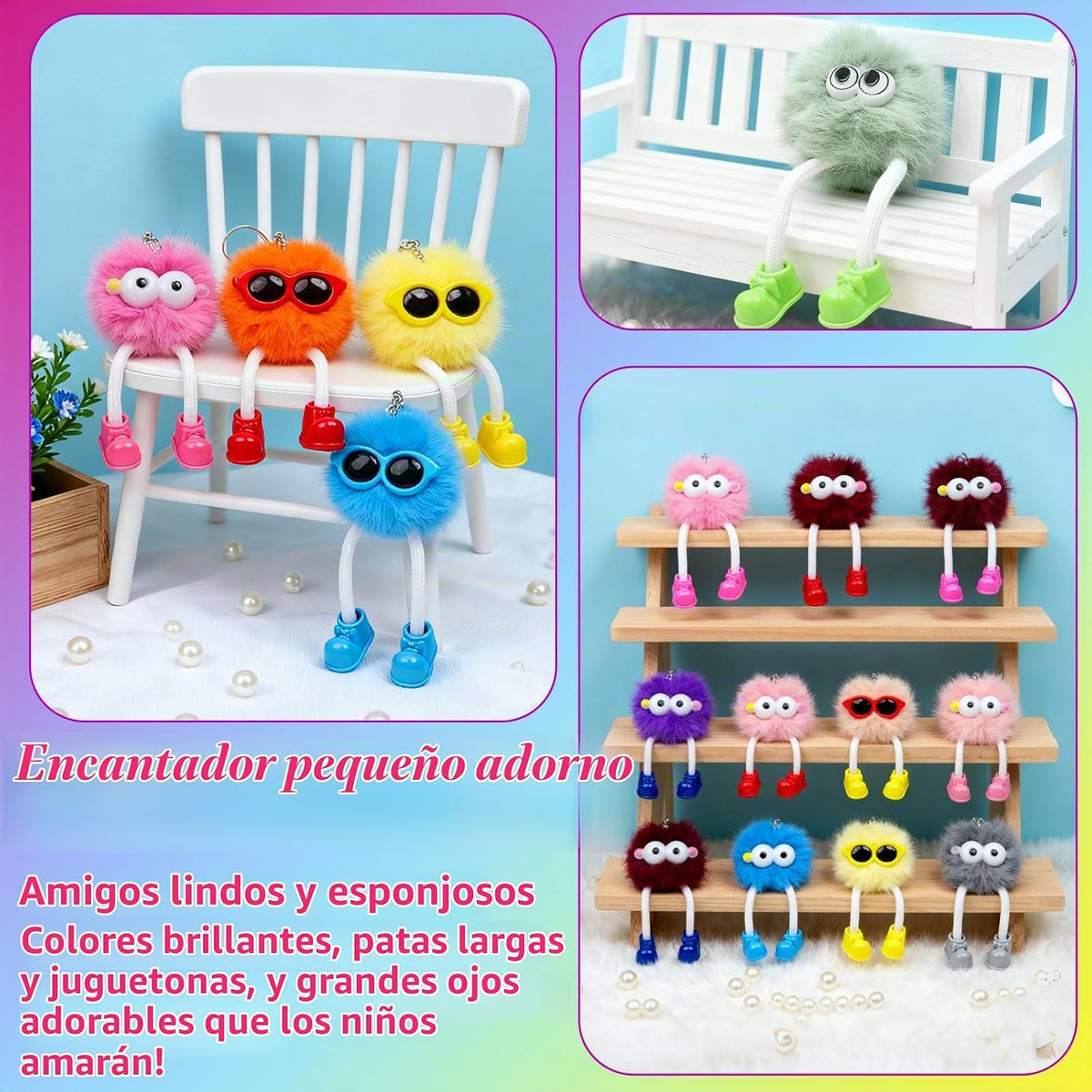 OMyFav 30 llaveros para niños, coloridos juguetes de peluche para f...