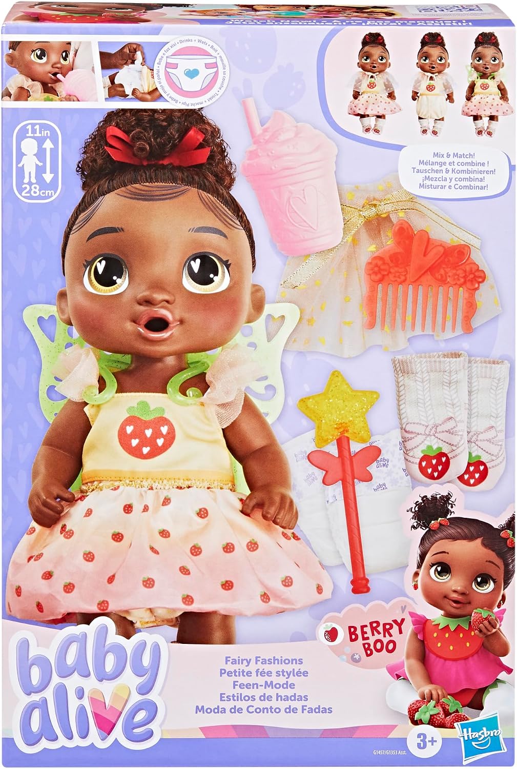 Baby Alive Fairy Fashions - Muñeca Berry Boo con accesorios de ropa...